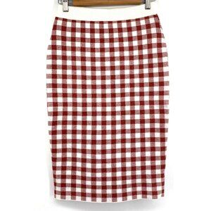English Factory Red &‎ White Gingham Checkered Knit Skirt Small New